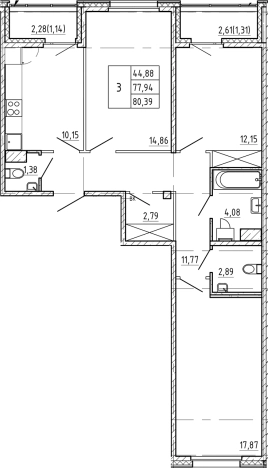 Купить трехкомнатную квартиру на улице 7-я линия Васильевского острова в Санкт-Петербурге. Вариант № 7598285, 0, площадь -  квм, цена 30469804 рублей