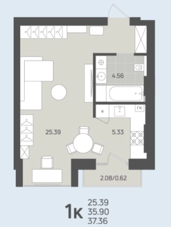 Купить однокомнатную квартиру в новостройках на улице Молодой Гвардии в Калининграде. Вариант № 103942, 0, площадь -  квм, цена 4056700 рублей