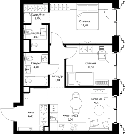 Купить двухкомнатную квартиру в новостройках в районе Можайский в Москве. Вариант № 10349492, 0, площадь -  квм, цена 35850100 рублей