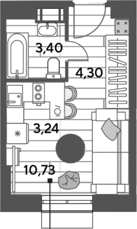 . Вариант № 113450, 0, площадь - 21.67 квм, цена 4755612 рублей