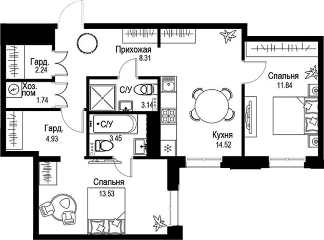 Купить трехкомнатную квартиру в ЖК ID Petrogradskaya в Санкт-Петербурге. Вариант № 4829158, 0, площадь -  квм, цена 44590000 рублей