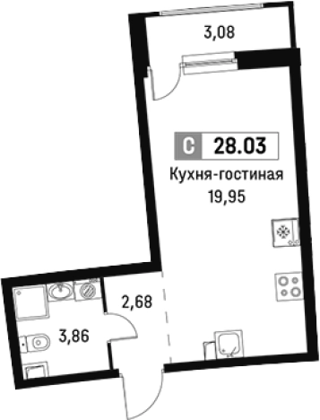 Купить Студию в ЖК Авиатор в Мурине. Вариант № 6213589, 0, площадь -  квм, цена 5045180 рублей