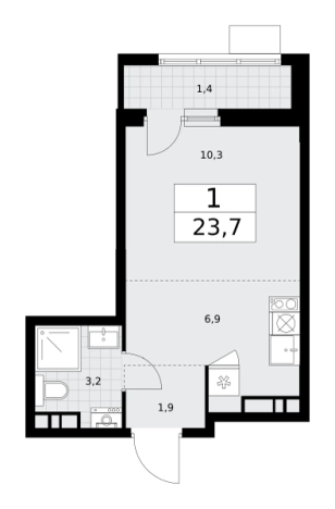 Купить однокомнатную квартиру в новостройках у метро Аэропорт Внуково в Москве. Вариант № 2207068, 0, площадь -  квм, цена 9776250 рублей