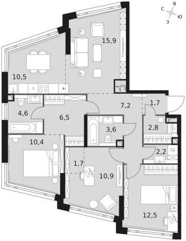 . Вариант № 9585890, 0, площадь - 90.5 квм, цена 51854238 рублей