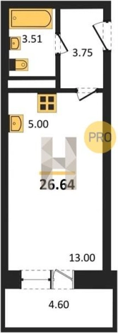 Купить Студию в районе Устиновский в Ижевске. Вариант № 65316, 0, площадь -  квм, цена 2442600 рублей