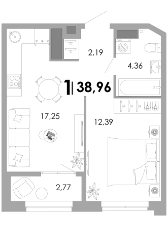Купить однокомнатную квартиру в новостройках в Владимирской области. Вариант № 157179, 0, площадь -  квм, цена 8571200 рублей