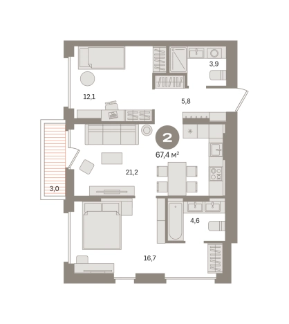 Купить двухкомнатную квартиру в ЖК Первый квартал. Вторая очередь в Московской области. Вариант № 8538943, 0, площадь -  квм, цена 12820000 рублей