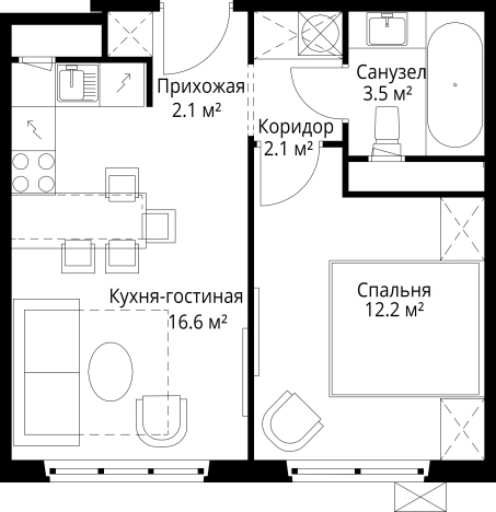 Купить однокомнатную квартиру в новостройках в районе Расторгуево в Видном. Вариант № 5825937, 0, площадь -  квм, цена 9807733 рублей