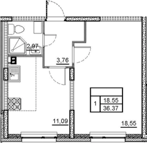 Купить однокомнатную квартиру на улице Кутышева в Ленинградской области. Вариант № 4035334, 0, площадь -  квм, цена 4977600 рублей