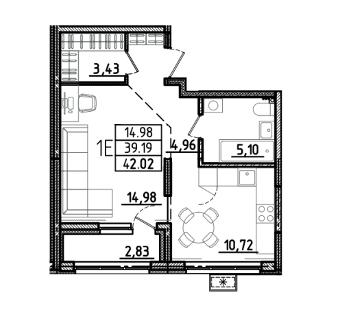 Купить однокомнатную квартиру в ЖК Жилой комплекс "Сапфир" в Пензенской области. Вариант № 122584, 0, площадь - квм, цена 4203135 рублей