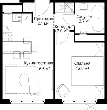 . Вариант № 2530099, 0, площадь - 36.4 квм, цена 9931012 рублей
