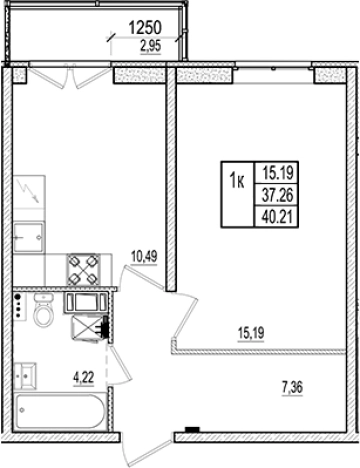 Купить однокомнатную квартиру в Коммунаре. Вариант № 6964168, 0, площадь -  квм, цена 5987980 рублей