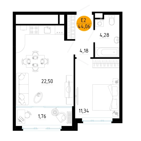 Купить однокомнатную квартиру в Рязанской области. Вариант № 154579, 0, площадь -  квм, цена 5770538 рублей