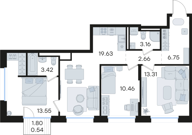 Купить трехкомнатную квартиру в ЖК GloraX Premium Гребной Канал в Нижнем Новгороде. Вариант № 9336937, 0, площадь -  квм, цена 23513512 рублей