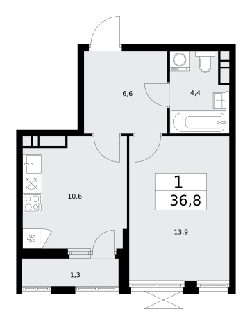 Купить однокомнатную квартиру в новостройках у метро Бунинская аллея в Москве. Вариант № 834243, 0, площадь -  квм, цена 14335440 рублей