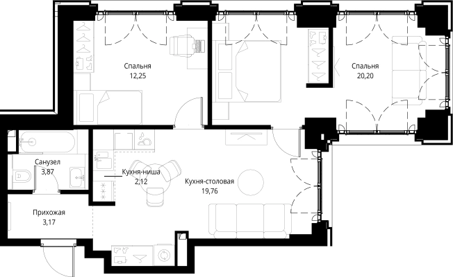 Купить двухкомнатную квартиру в новостройках у метро Мякинино в Москве. Вариант № 141587, 0, площадь -  квм, цена 29898482 рублей
