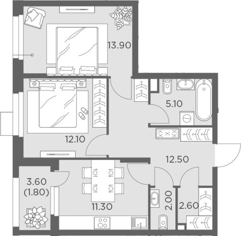 Купить квартиру в ЖК Новое Медведково в Мытищах. Вариант № 121810, 0, площадь -  квм, цена 11696040 рублей