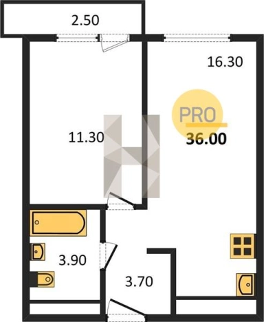 Купить однокомнатную квартиру в Удмуртской Республике. Вариант № 62759, 0, площадь -  квм, цена 2583280 рублей