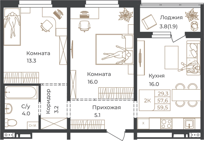Купить двухкомнатную квартиру на улице Пролетарская в Алтайском крае. Вариант № 7628353, 0, площадь -  квм, цена 10115000 рублей