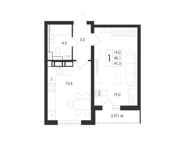 Купить однокомнатную квартиру в ЖК Май в Воронеже. Вариант № 2657655, 0, площадь -  квм, цена 6990551 рублей