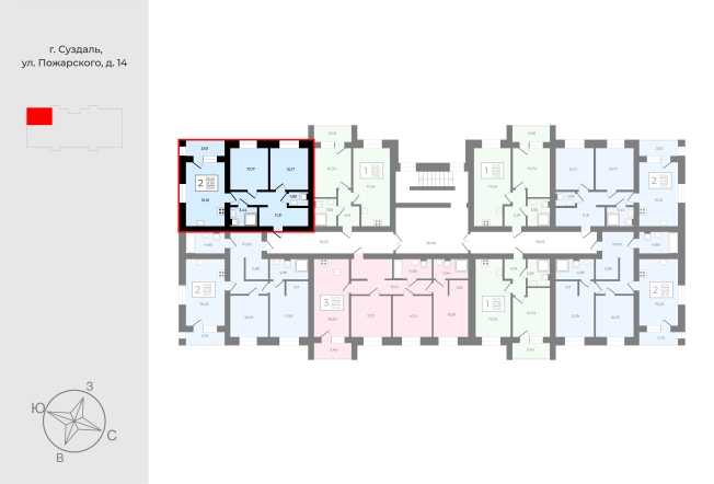 Купить квартиру в новостройках в Суздале. Вариант № 7711450, 2, площадь -  квм, цена 9147700 рублей