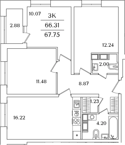Купить трехкомнатную квартиру в районе Калининский в Санкт-Петербурге. Вариант № 6242484, 0, площадь -  квм, цена 21621102 рублей