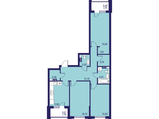 Купить трехкомнатную квартиру в ЖК Городские Сады в Воронеже. Вариант № 141476, 0, площадь -  квм, цена 13572510 рублей