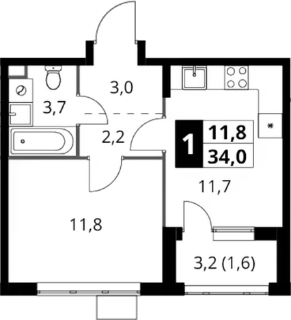 Купить однокомнатную квартиру на улице Юбилейный проспект в Химках. Вариант № 9822016, 0, площадь -  квм, цена 10737200 рублей