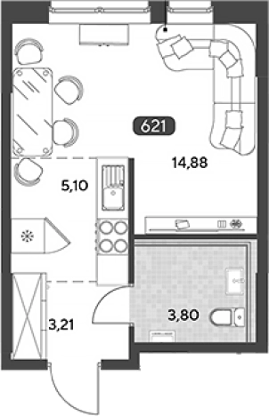 Купить Студию в Калуге. Вариант № 123057, 0, площадь -  квм, цена 3617875 рублей