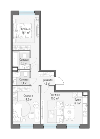 Купить трехкомнатную квартиру в ЖК Белый Grad в Мытищах. Вариант № 167565, 0, площадь -  квм, цена 13610000 рублей