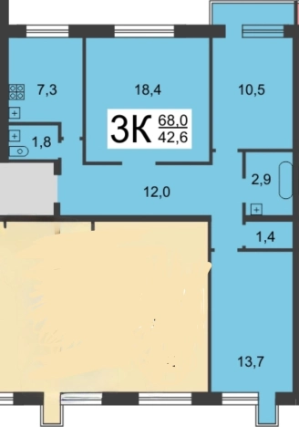 . Вариант № 2954626, 17, площадь - 68 квм, цена 14800000 рублей