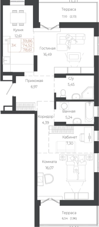 Купить трехкомнатную квартиру в новостройках на улице Южный тракт в Алтайском крае. Вариант № 7629993, 0, площадь -  квм, цена 19338060 рублей