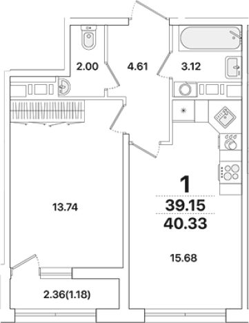 . Вариант № 8927885, 0, площадь - 39.15 квм, цена 9818504 рублей