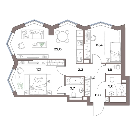 Купить трехкомнатную квартиру у метро Яхромская в Москве. Вариант № 3970703, 0, площадь -  квм, цена 32421641 рублей