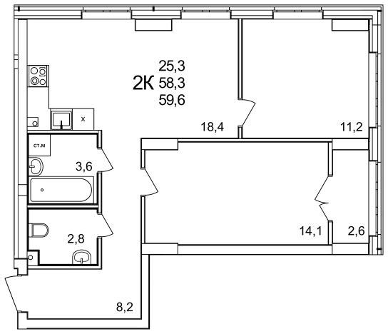 Купить двухкомнатную квартиру в ЖК Анкудиновский Парк в Нижегородской области. Вариант № 120804, 0, площадь -  квм, цена 8999600 рублей