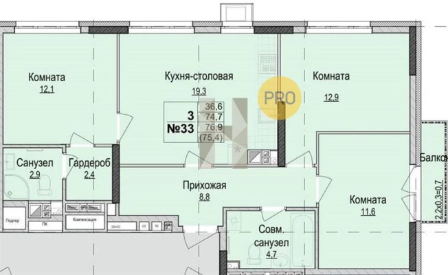 Купить трехкомнатную квартиру в ЖК Утро на Репина в Ижевске. Вариант № 66218, 0, площадь -  квм, цена 5770000 рублей