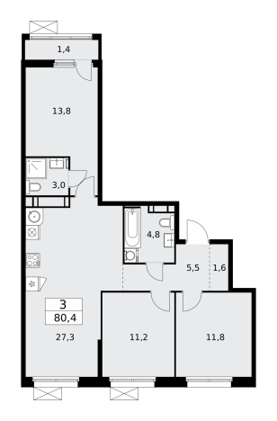 Купить трехкомнатную квартиру в ЖК Скандинавия в Москве. Вариант № 161097, 0, площадь -  квм, цена 31174296 рублей