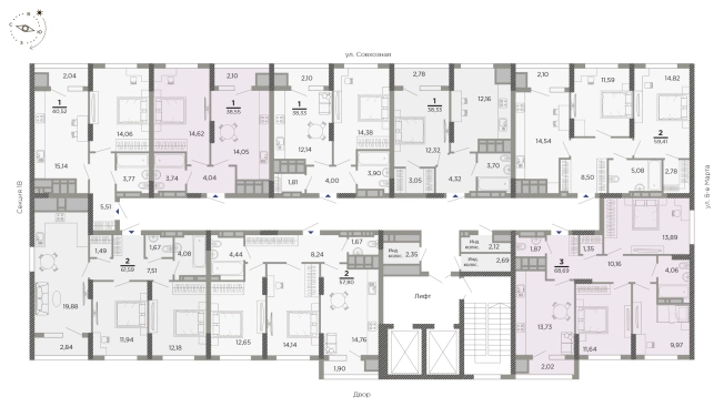 Купить двухкомнатную квартиру в районе Советский в Рязани. Вариант № 5227572, 1, площадь -  квм, цена 8271979 рублей