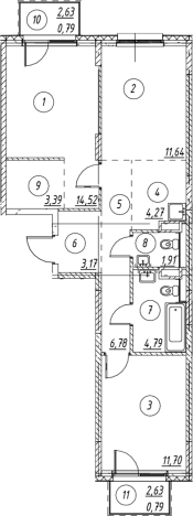 Купить трехкомнатную квартиру в Ленинградской области. Вариант № 7253266, 0, площадь -  квм, цена 12185111 рублей