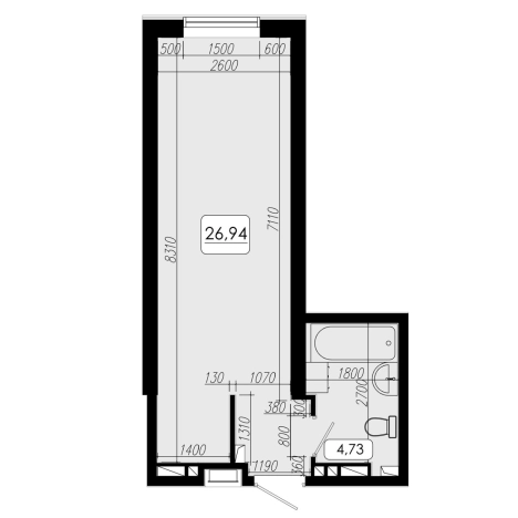 . Вариант № 6802177, 0, площадь - 26.94 квм, цена 7597080 рублей