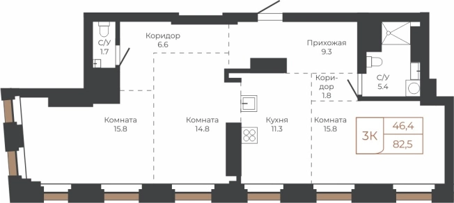 Купить трехкомнатную квартиру в Барнауле. Вариант № 6841119, 0, площадь -  квм, цена 22485606 рублей