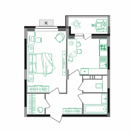 . Вариант № 2731639, 1, площадь - 40.1 квм, цена 4431050 рублей