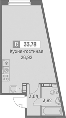 Купить Студию в ЖК Графика в Мурине. Вариант № 9099720, 0, площадь -  квм, цена 6947085 рублей