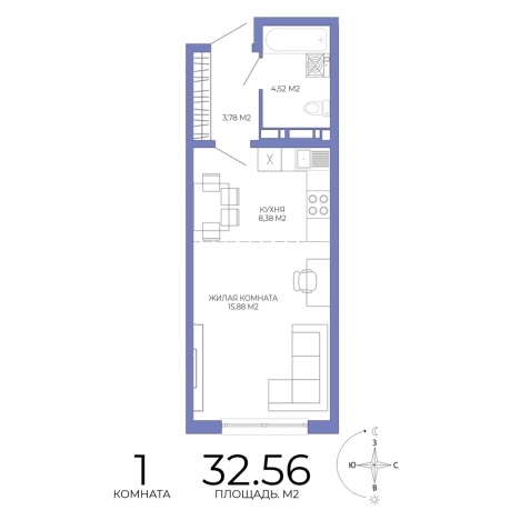 Купить однокомнатную квартиру на улице Побочинская в Пензе. Вариант № 127910, 0, площадь - квм, цена 2995520 рублей