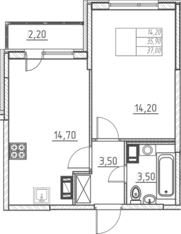 Купить однокомнатную квартиру в ЖК Огоньки в Всеволожске. Вариант № 7254810, 0, площадь -  квм, цена 5538000 рублей