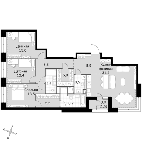 Купить квартиру в ЖК Sky Garden в Москве. Вариант № 125697, 0, площадь -  квм, цена 40309580 рублей