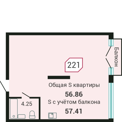. Вариант № 72085, 0, площадь - 56.8 квм, цена 11393015 рублей