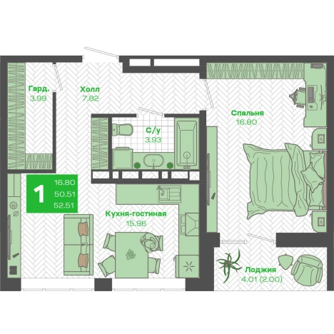 Купить однокомнатную квартиру в новостройках в ЖК Зелёный бульвар 2 в Владивостоке. Вариант № 6936531, 0, площадь -  квм, цена 9100000 рублей