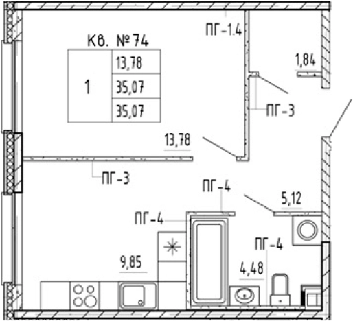 Купить однокомнатную квартиру в новостройках в ЖК PlUS Пулковский в Санкт-Петербурге. Вариант № 5584639, 0, площадь -  квм, цена 7571613 рублей