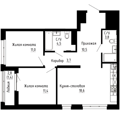 Купить двухкомнатную квартиру в ЖК "7Я" в Владивостоке. Вариант № 9769328, 0, площадь -  квм, цена 15102230 рублей